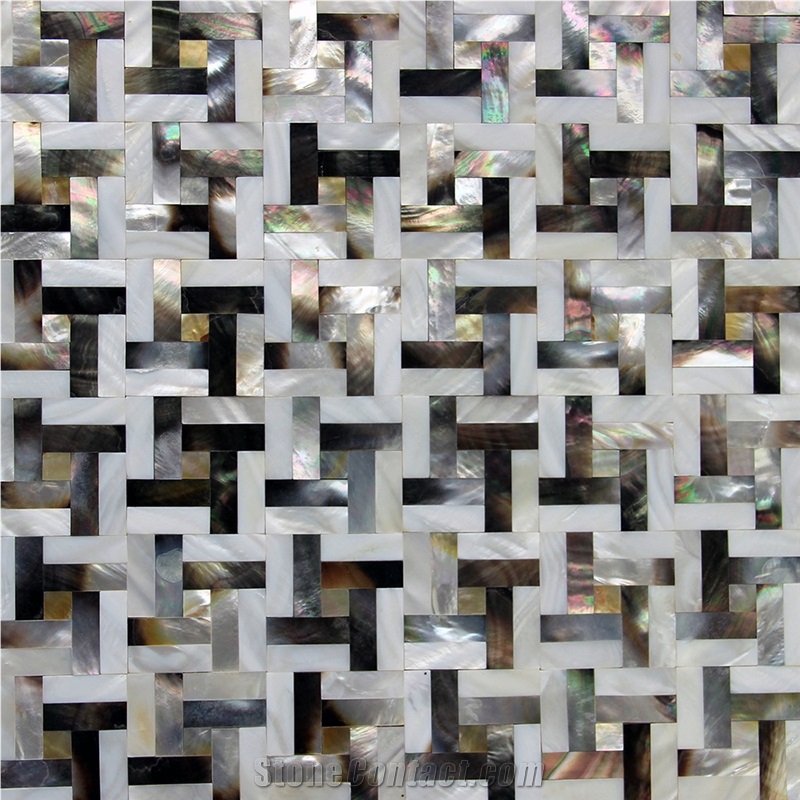 Black and White Shell Kitchen Mosaic Bathroom Tile