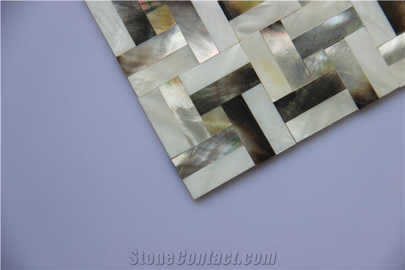 Black and White Shell Kitchen Mosaic Bathroom Tile