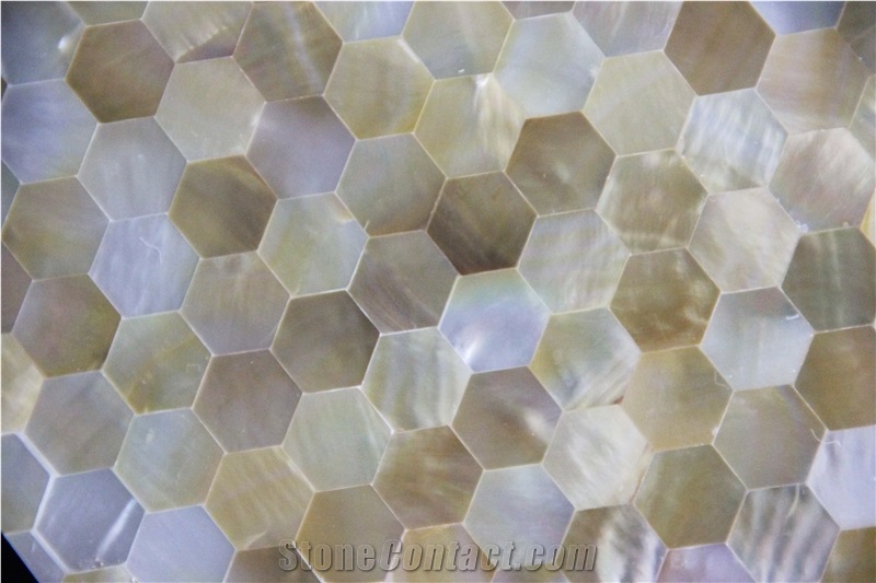 Deep Sea Shell Hexagon Tile Honeycomb Panel Mosaic