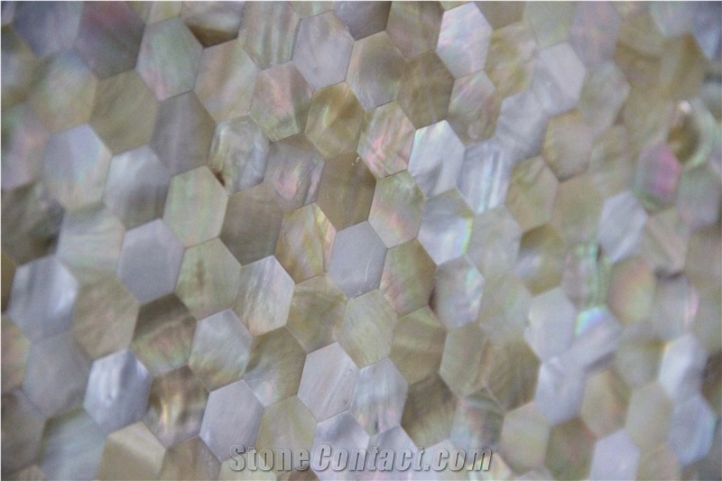 Deep Sea Shell Hexagon Tile Honeycomb Panel Mosaic