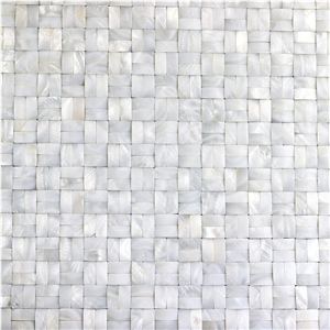White 3d Shell Mosaic Tile Backsplash on Mesh