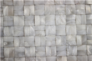 White 3d Shell Mosaic Tile Backsplash on Mesh