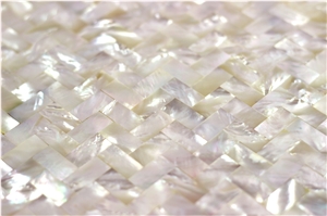 White Shell Herringbone Mop Seashell Mosaic Tile