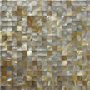 Yellow Square Shell Mosaic Tile Density Fiberboard