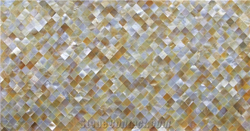 Yellow Square Shell Mosaic Tile Density Fiberboard