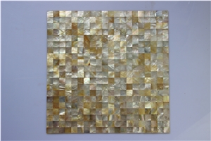 Yellow Square Shell Mosaic Tile Density Fiberboard