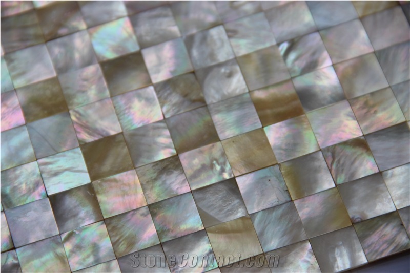 Yellow Square Shell Mosaic Tile Density Fiberboard