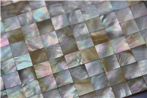 Yellow Square Shell Mosaic Tile Density Fiberboard