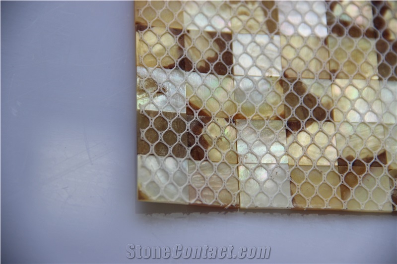 Yellow Square Shell Mosaic Tile Density Fiberboard