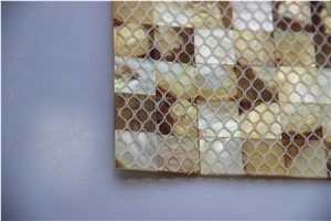 Yellow Square Shell Mosaic Tile Density Fiberboard