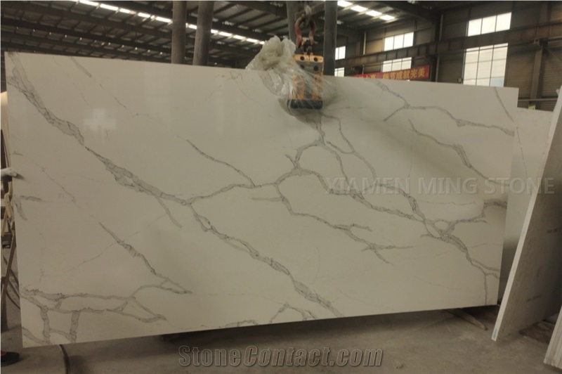 Artificial Marble Bianco Calacatta Quartz Stone Slab