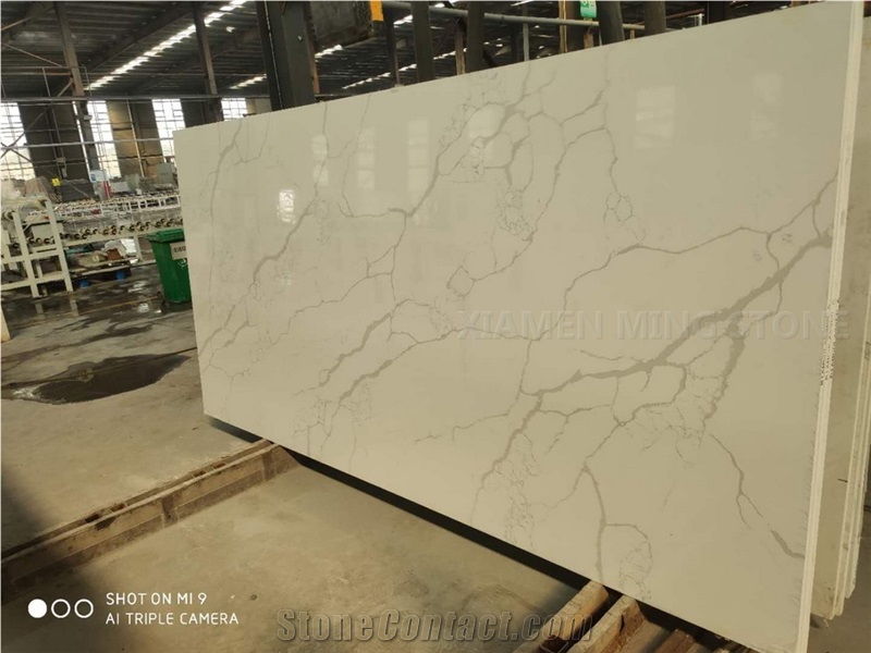 Artificial Marble Bianco Calacatta Quartz Stone Slab