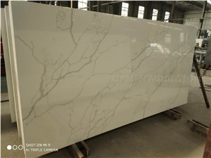 Artificial Marble Bianco Calacatta Quartz Stone Slab