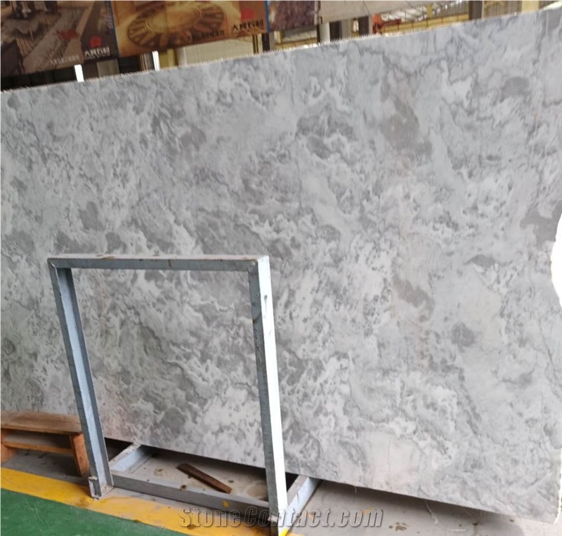 Silver Cloudy White Marble Slab,Fantasy Spray Vein