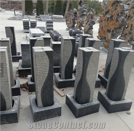 Dark Grey Granite Fountain Stone for Garden Dec