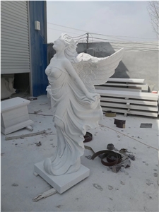 Hand Carved White Marble Angel Garden Statues