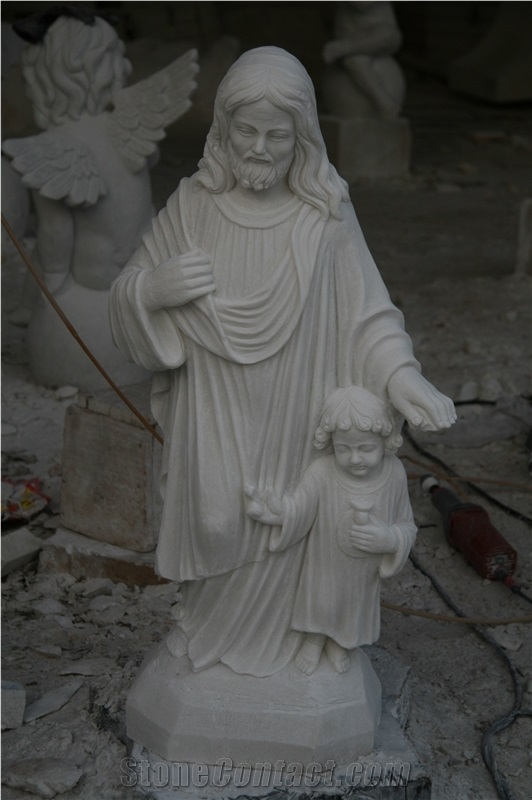 Marble Figure Statues Virgin Mary and Praying