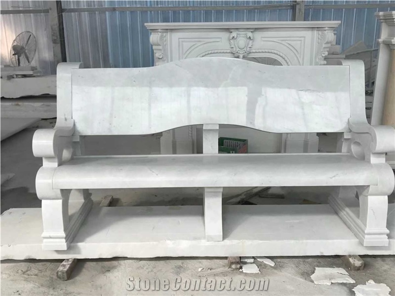 Marble Garden Carved Bench