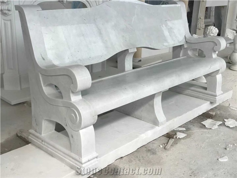 Marble Garden Carved Bench