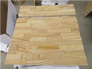 Yellow Wooden Sandstone Thin Stone Veneer