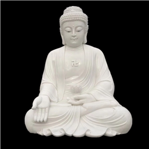 Pure White Marble Temple Gautam Budha Statue