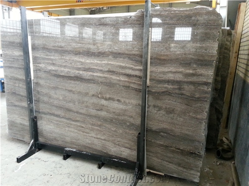 Grayish Travertine Vein Cut Polished Slabs-Tile
