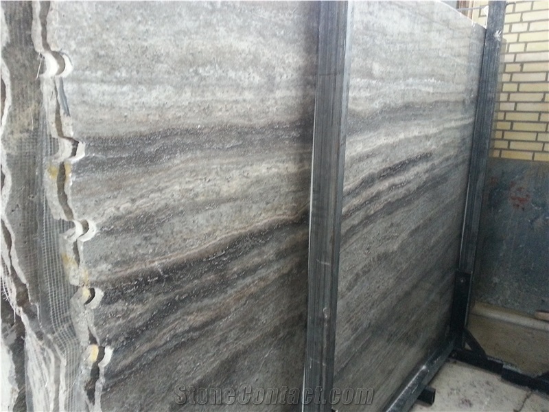 Grayish Travertine Vein Cut Polished Slabs-Tile