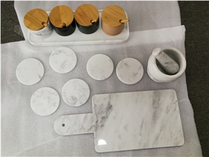 White Marble Cup Holder Mat Pad Round Coasters