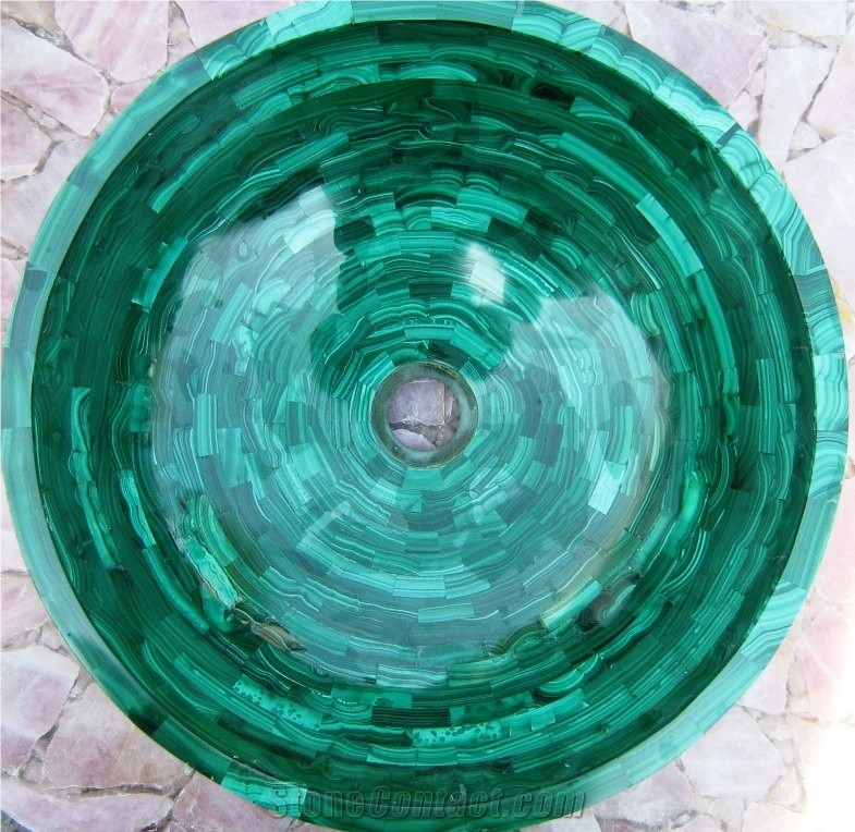 Malachite Semiprecious Stone Wash Basin