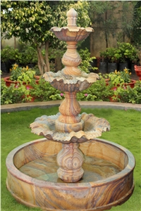 Teak Wood Sandstone Stone Fountain