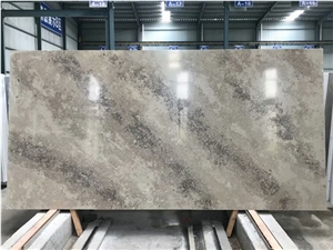 Bespoke Castle Gray Quartz Slab for Countertop