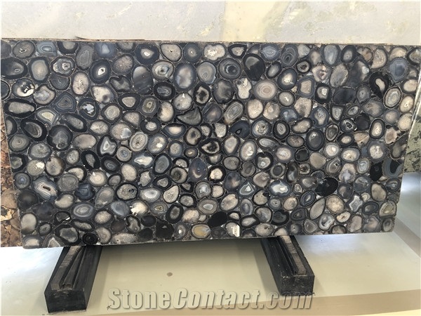 China Brown Agate Slab/ Semiprecious Stone For Home Decor