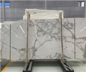 Italy Calacatta Gold White Marble Slabs For Tiles Countertop