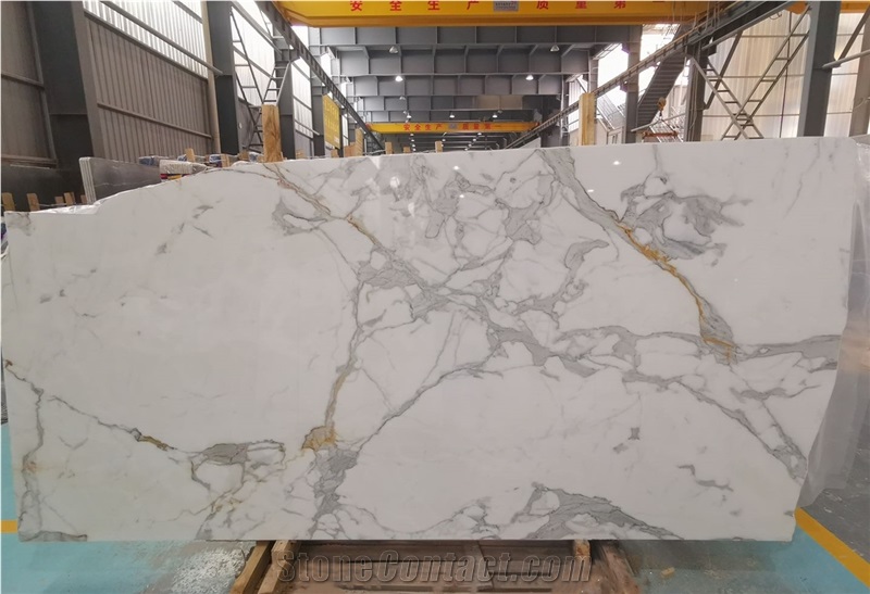 Italy Calacatta Gold White Marble Slabs For Tiles Countertop