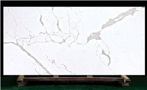 New Fashion Calacatta White Artificial Quartz Slab