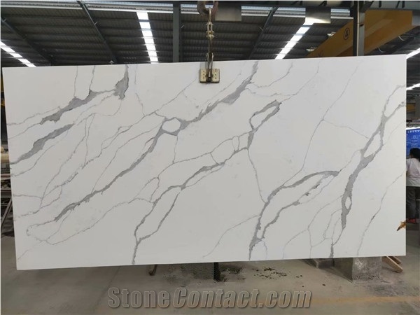 Hot-Sale Cheap Calacatta Net Quartz For Kitchen Top / Island