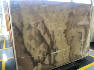 Premium Peach Onyx Slabs for Hotel Walling Project