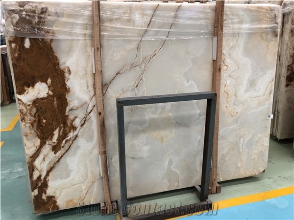 Customizing White Onyx Slab For Kithen Bathroom Tiles