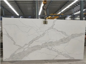 Regular Calacatte White Quartz For Hotel Tabletop/Wall/Tile
