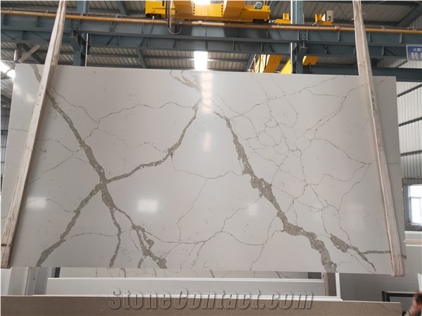 Chinese Special Calacatta Tucci Quartz Slab For Hotel Design