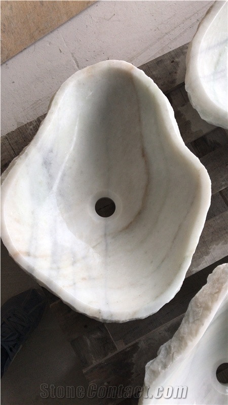 Cloudy White Marble Sink,Marble Washbasin