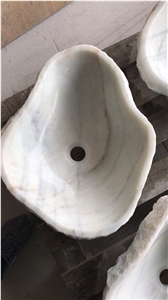 Cloudy White Marble Sink,Marble Washbasin