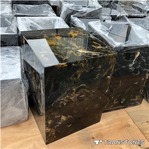 Solid Surface Black Polished Faux Onyx Light Box