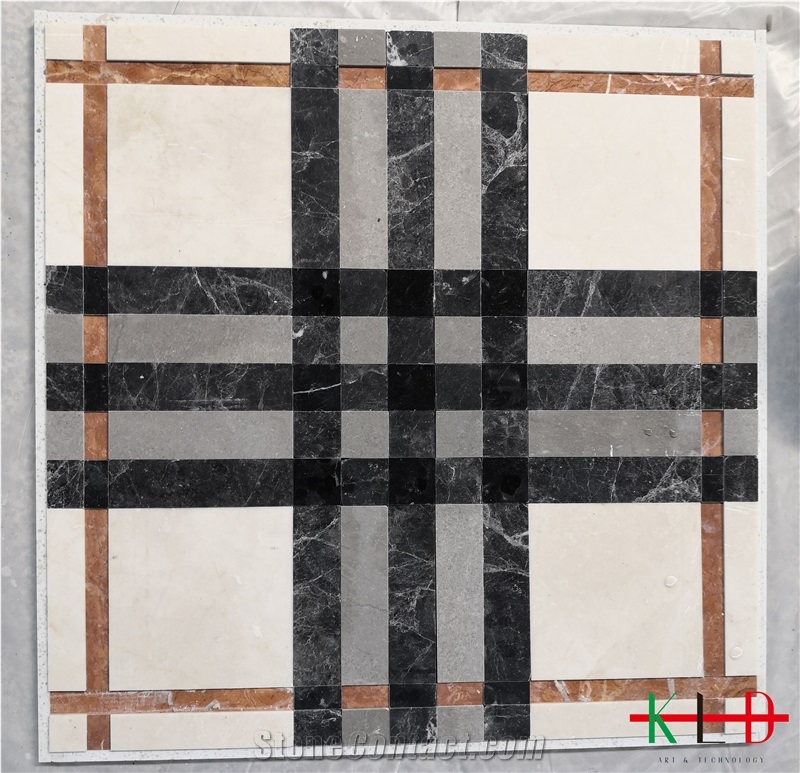 Water Jet Pattern Stone Square Medallions Mosaics