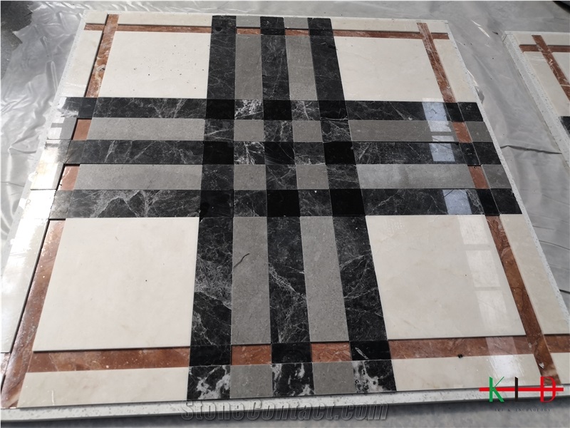 Water Jet Pattern Stone Square Medallions Mosaics