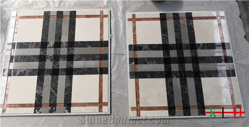 Water Jet Pattern Stone Square Medallions Mosaics