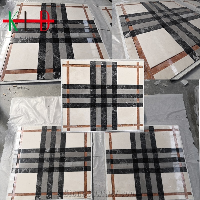 Water Jet Pattern Stone Square Medallions Mosaics