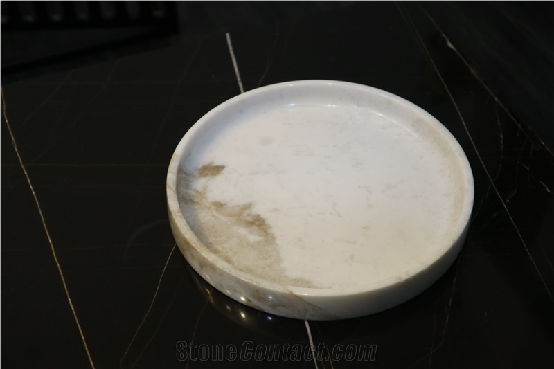 Bianco White Marble Round Trays