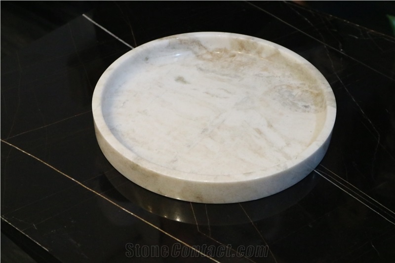 Bianco White Marble Round Trays