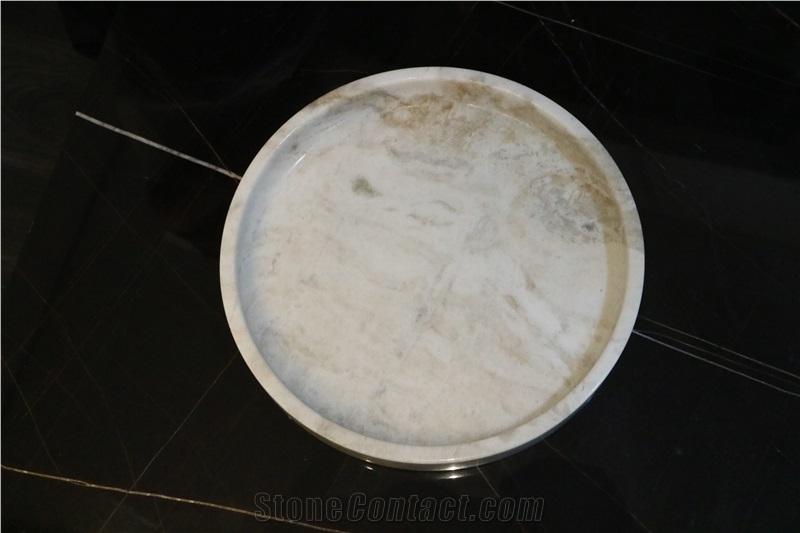 Bianco White Marble Round Trays